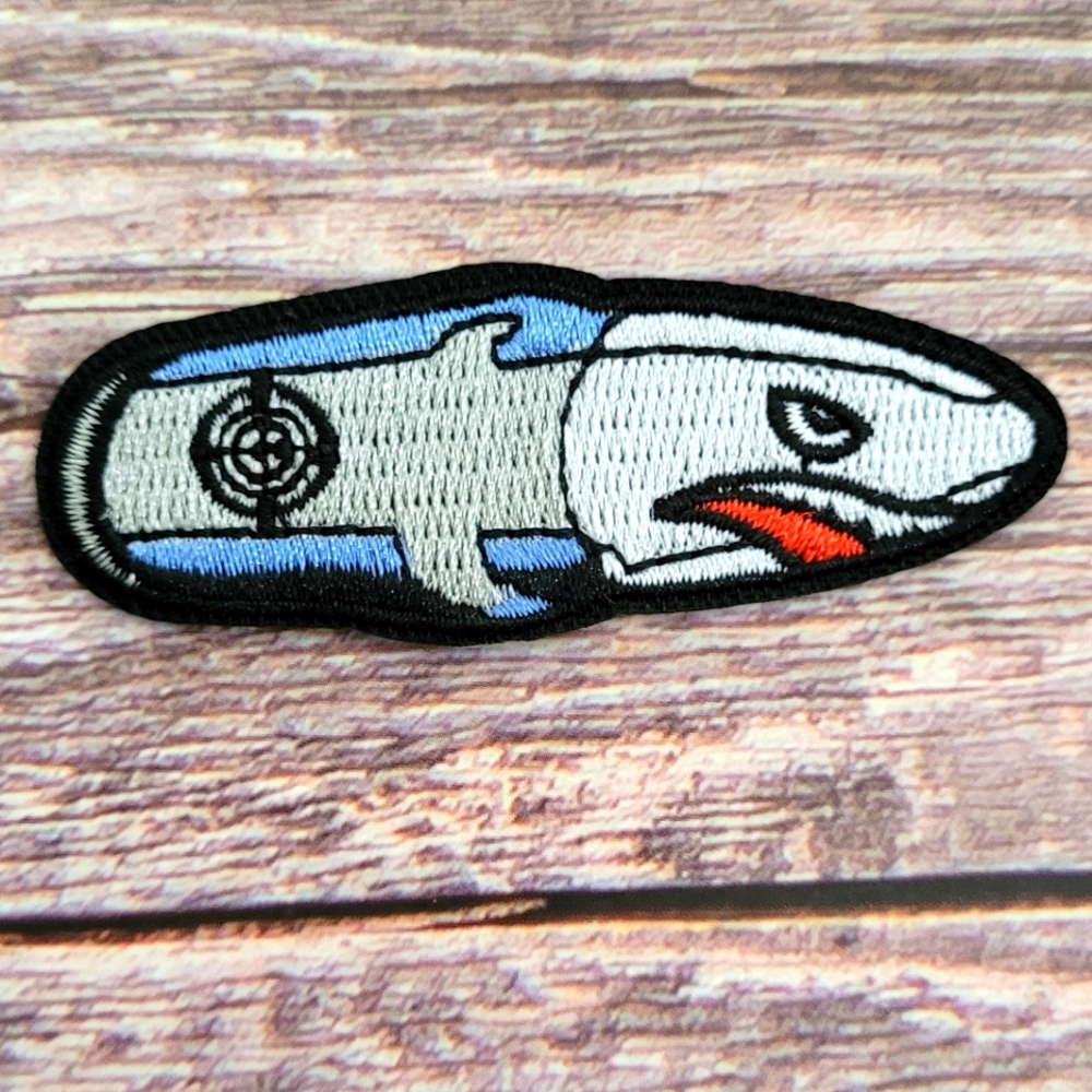 Shark Retro Military Army Bullet Rockabilly Embroidered Iron on Patch